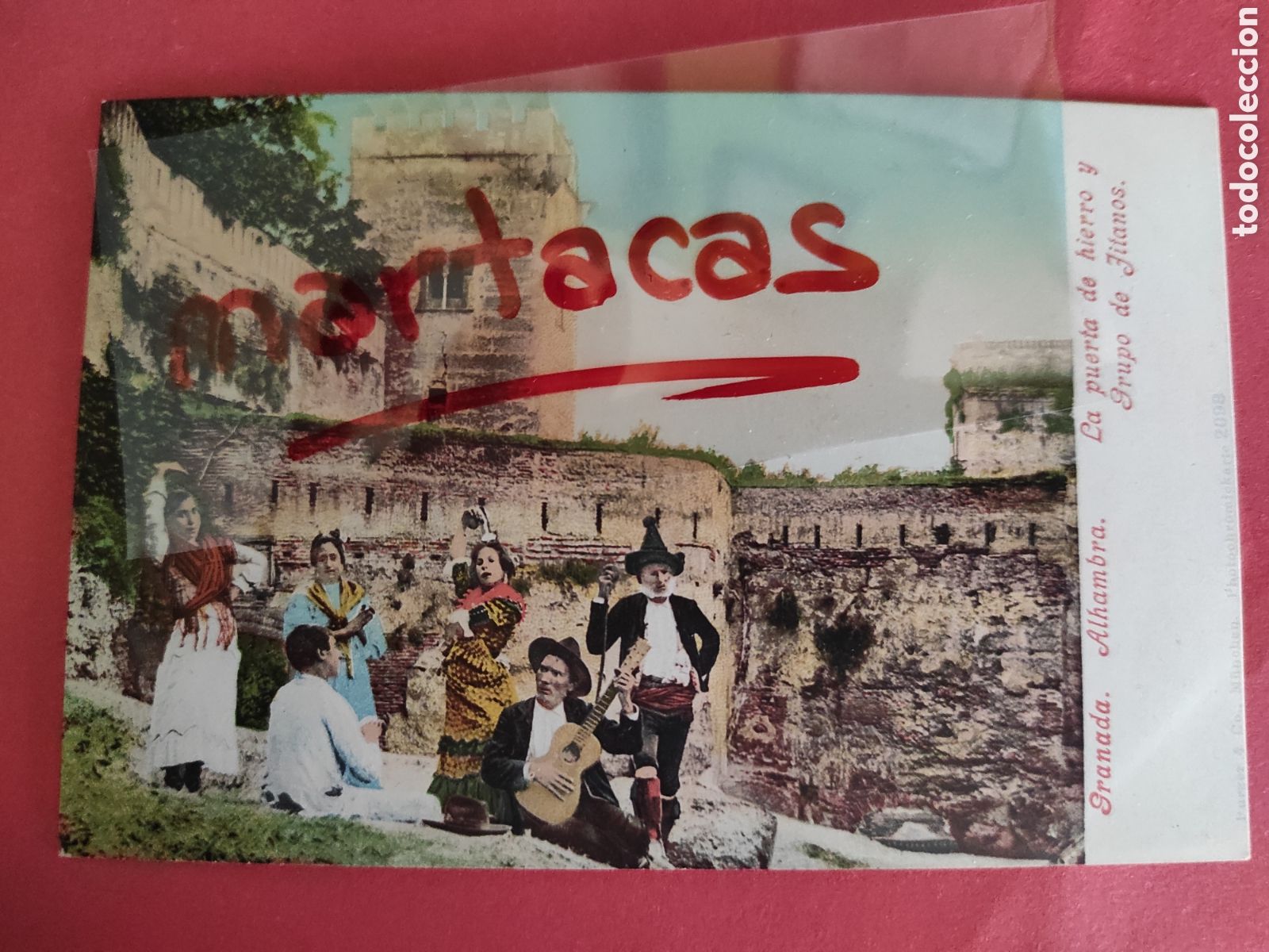 Postkarten: TARJETA POSTAL.- GRANADA.- ALHAMBRA.- LA PUERTA DE HIERRO Y GRUPO DE GITANOS