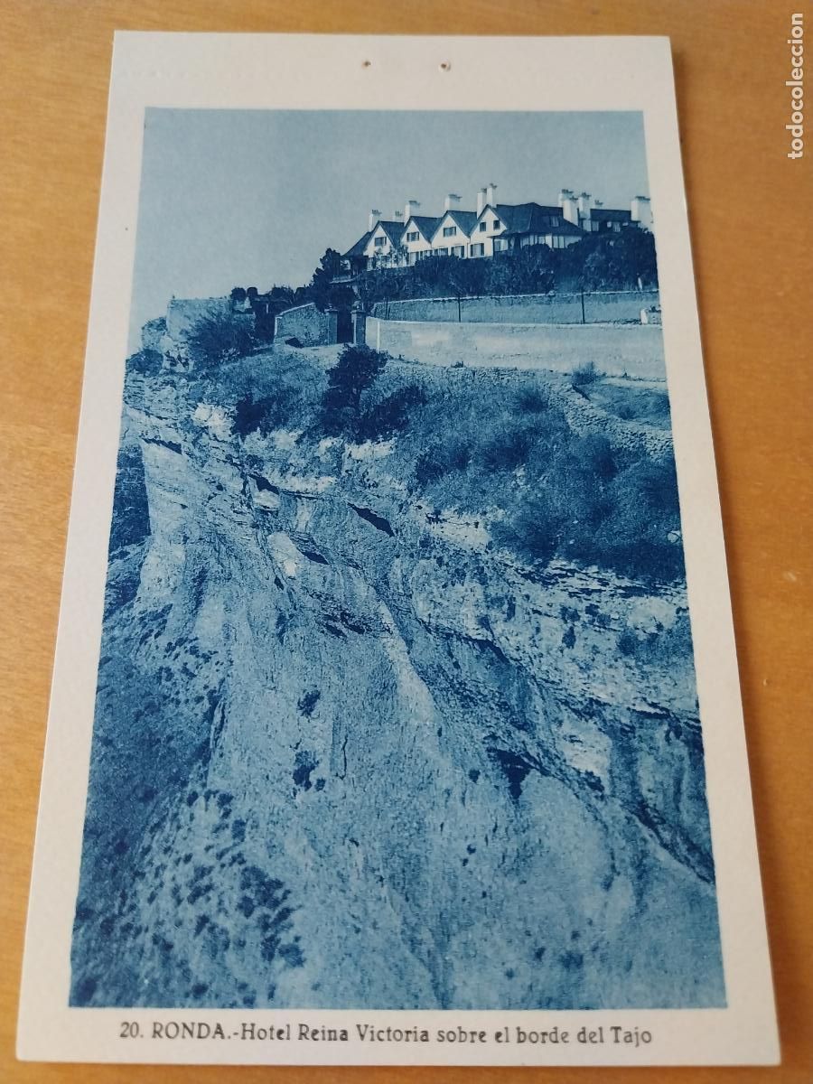 Postais: RONDA HOTEL REINA VICTORIA SOBRE EL BORDE DEL TAJO ED ROISIN SC 20 AZULONA