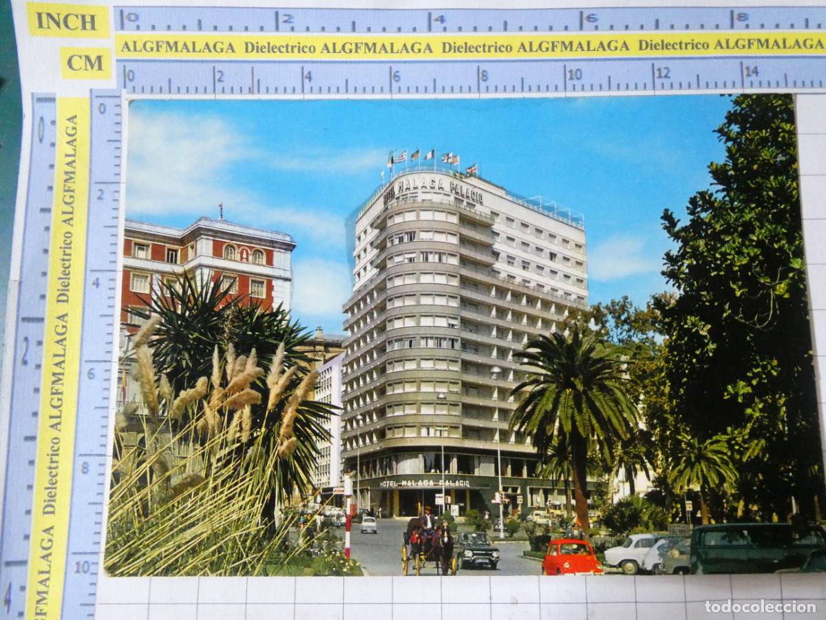Postkarten: POSTAL DE M&Aacute;LAGA. A&Ntilde;O 1970. ACERA DE LA MARINA Y HOTEL M&Aacute;LAGA PALACE PALACIO. 1572 BEASCOA. 1577