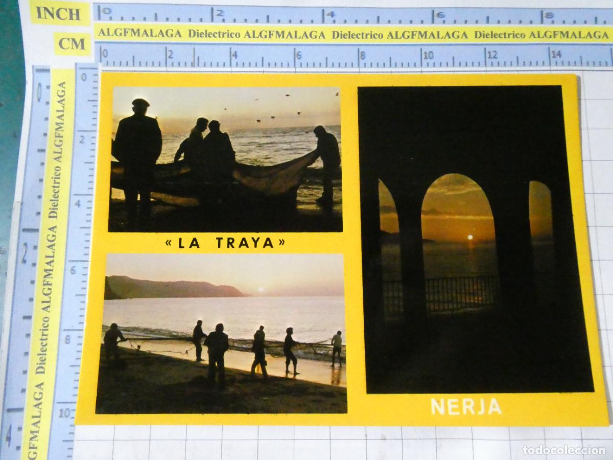 Cartes Postales: POSTAL DE M&Aacute;LAGA. A&Ntilde;O 1981. NERJA TIRANDO DE LA TRAYA Y SACANDO EL COPO PESCADORES 82 SOM CEREZ 1594