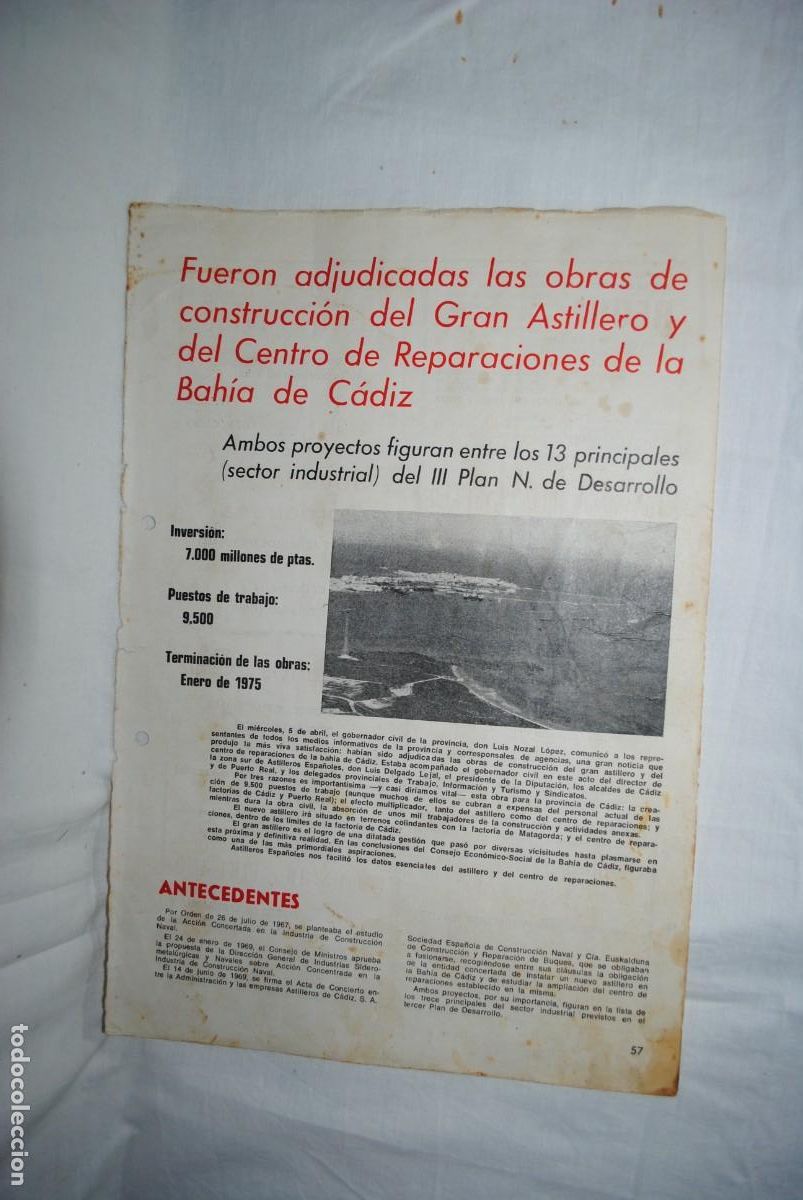 Cartes Postales: CADIZ , CONSTRUCION DEL GRAN ASTILLERO 1975