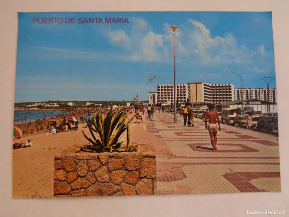 Postales: POSTAL DE PUERTO DE SANTA MARIA ( CADIZ ): PASEO MARITIMO Y PLAYA VALDELAGRANA. A&Ntilde;OS 70