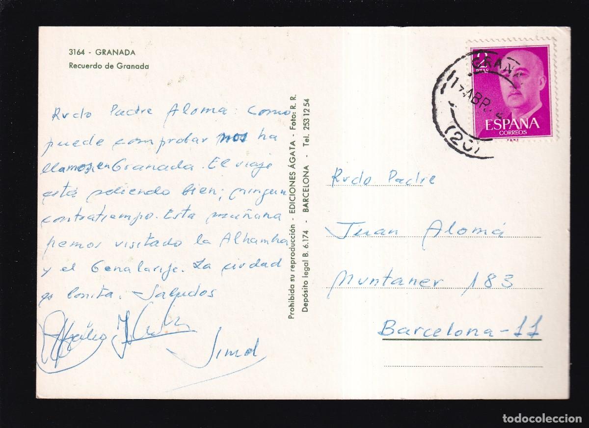 Postales: Granada. Ed. &Aacute;gata n&ordm; 3164. Circulada. - Foto 2