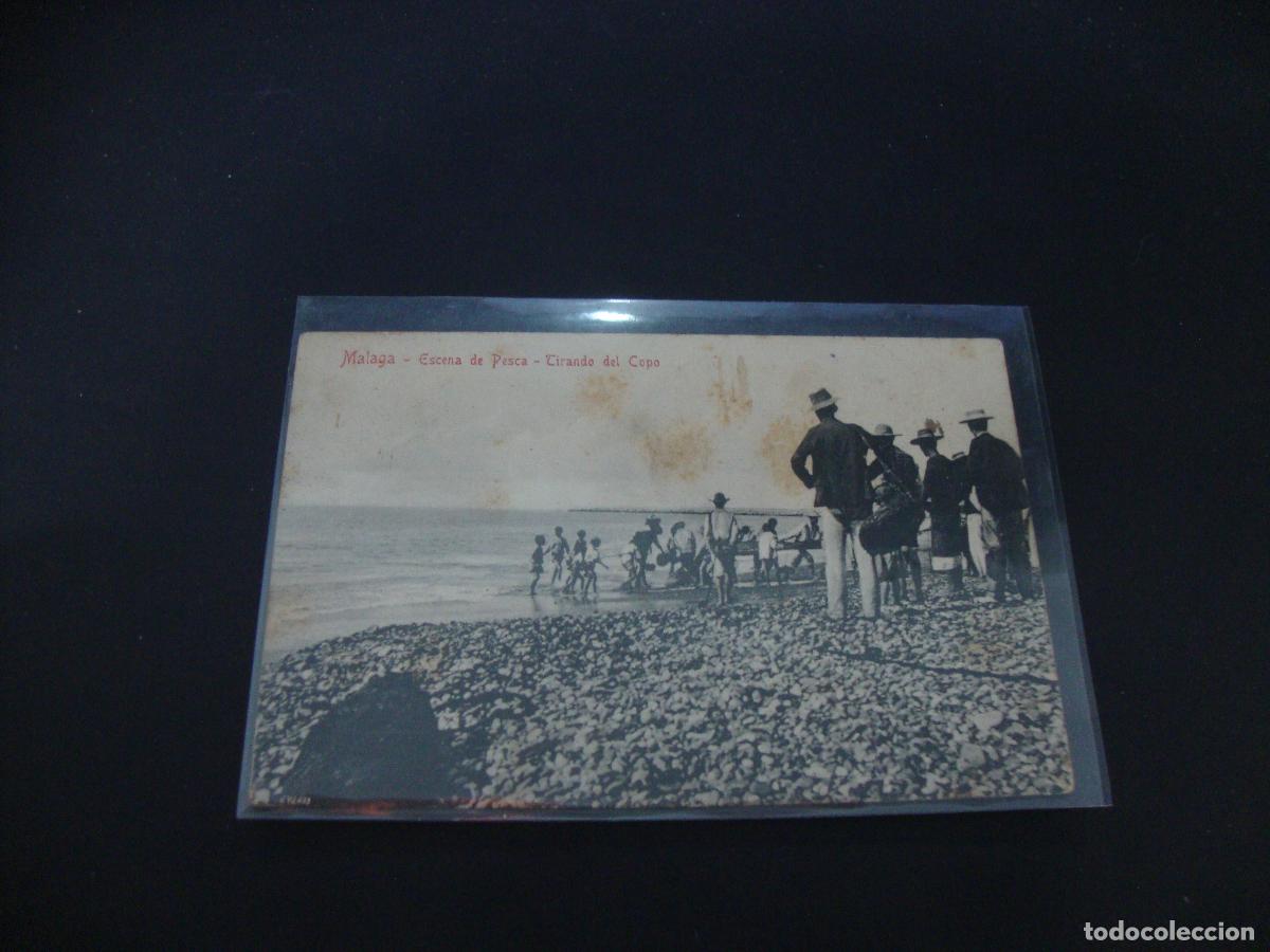 Postkarten: POSTAL MALAGA ESCENA DE PESCA TIRANDO DEL COPO ESCRITA