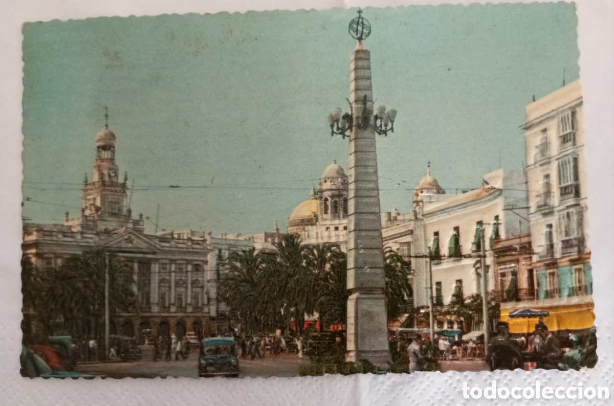 Postkarten: Antigua postal especial En relieve C&aacute;diz.Plaza de San Juan De Dios.sin circular
