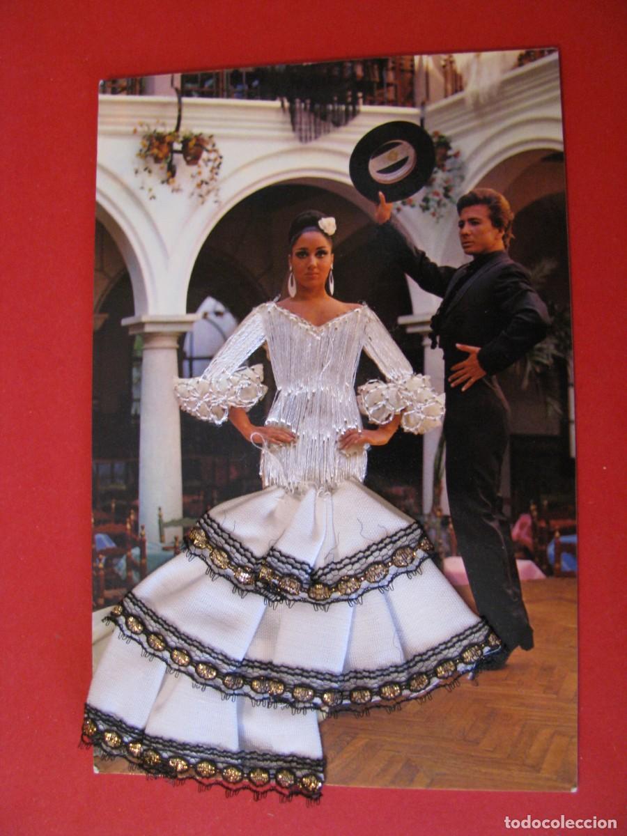 Postkarten: POSTAL BORDADA Y CON TELA. BAILE FLAMENCO. L. DOMINGUEZ. ESCRITA