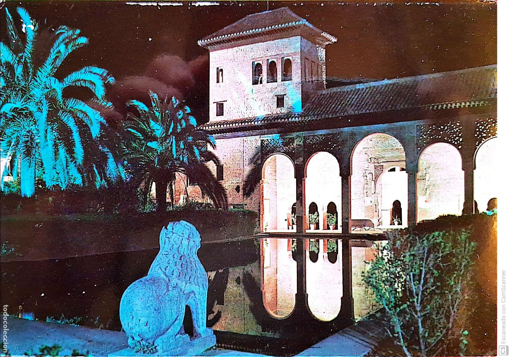 Postcards: Granada. 89 Alhambra iluminada. Jardines del Partal. Zerkowitz. Nueva. Color