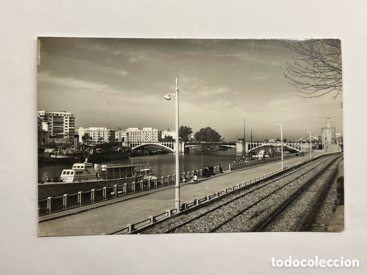 Postais: Sevilla Postal No.60, R&iacute;o Guadalquivir. Puente de San Telmo al fondo Edic., Dom&iacute;nguez (h.1950?) S/C