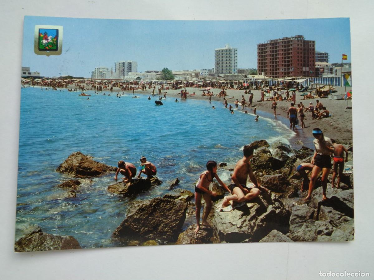 Postais: POSTAL DE TORRE DEL MAR ( COSTA DEL SOL, MALAGA ) : PLAYA DESDE EL ESPIGON . A&Ntilde;OS 60