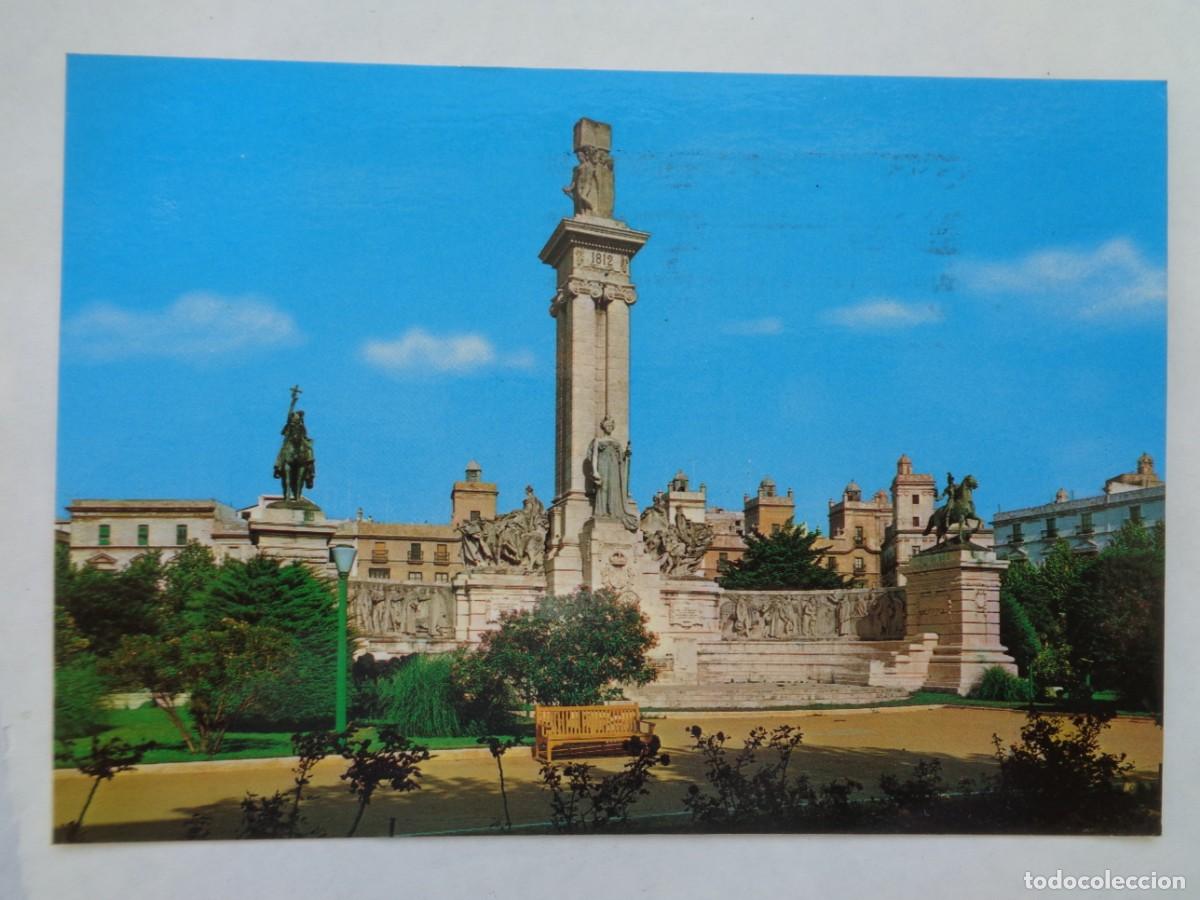 Cartoline: POSTAL DE CADIZ : PLAZA DE ESPA&Ntilde;A , MONUMENTO A LAS CORTES .