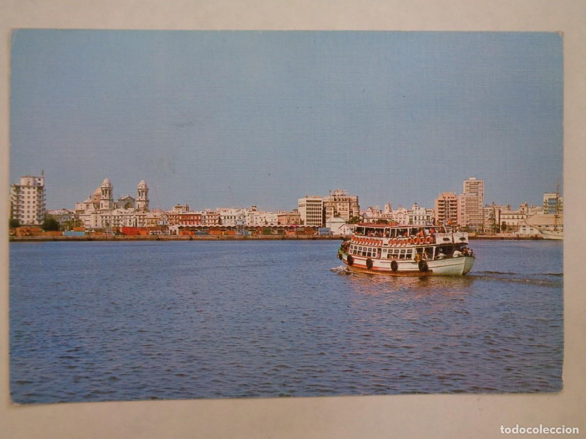 Postais: POSTAL DE CADIZ : VISTA PARCIAL DEL PUERTO . A&Ntilde;OS 70, CON EL VAPORCITO