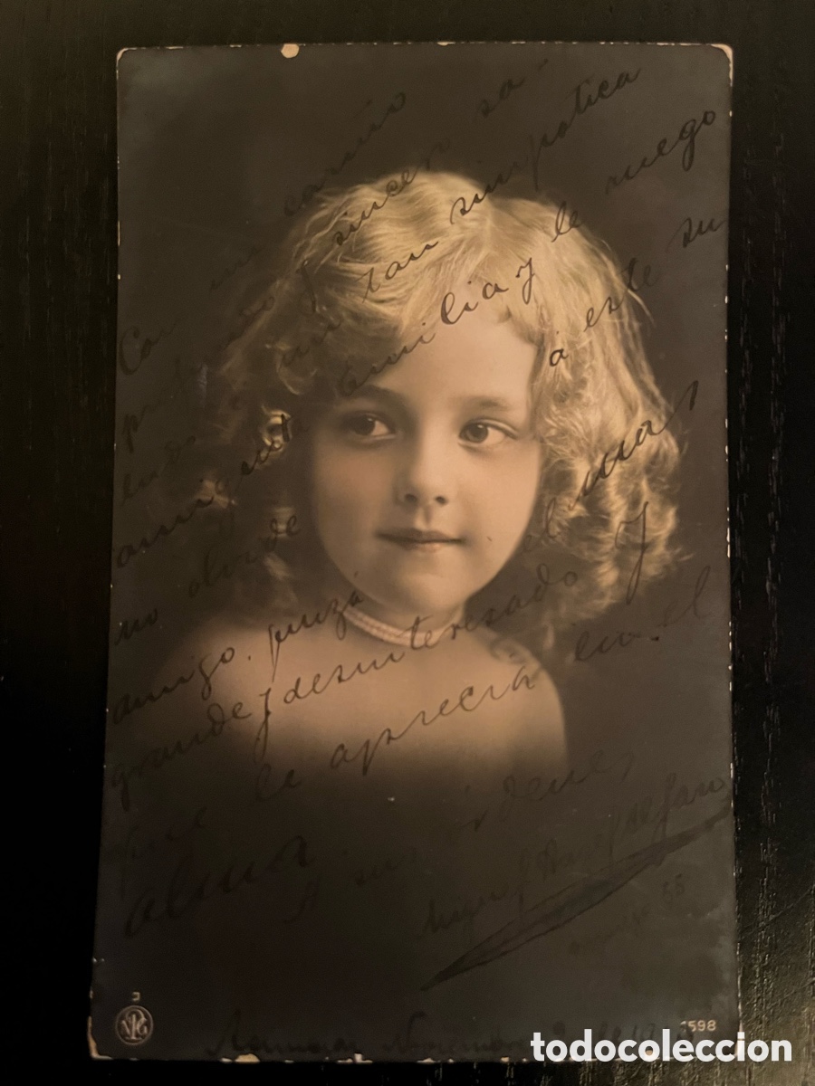Postales: Postal de ni&ntilde;a datada de 1910 - Foto 1