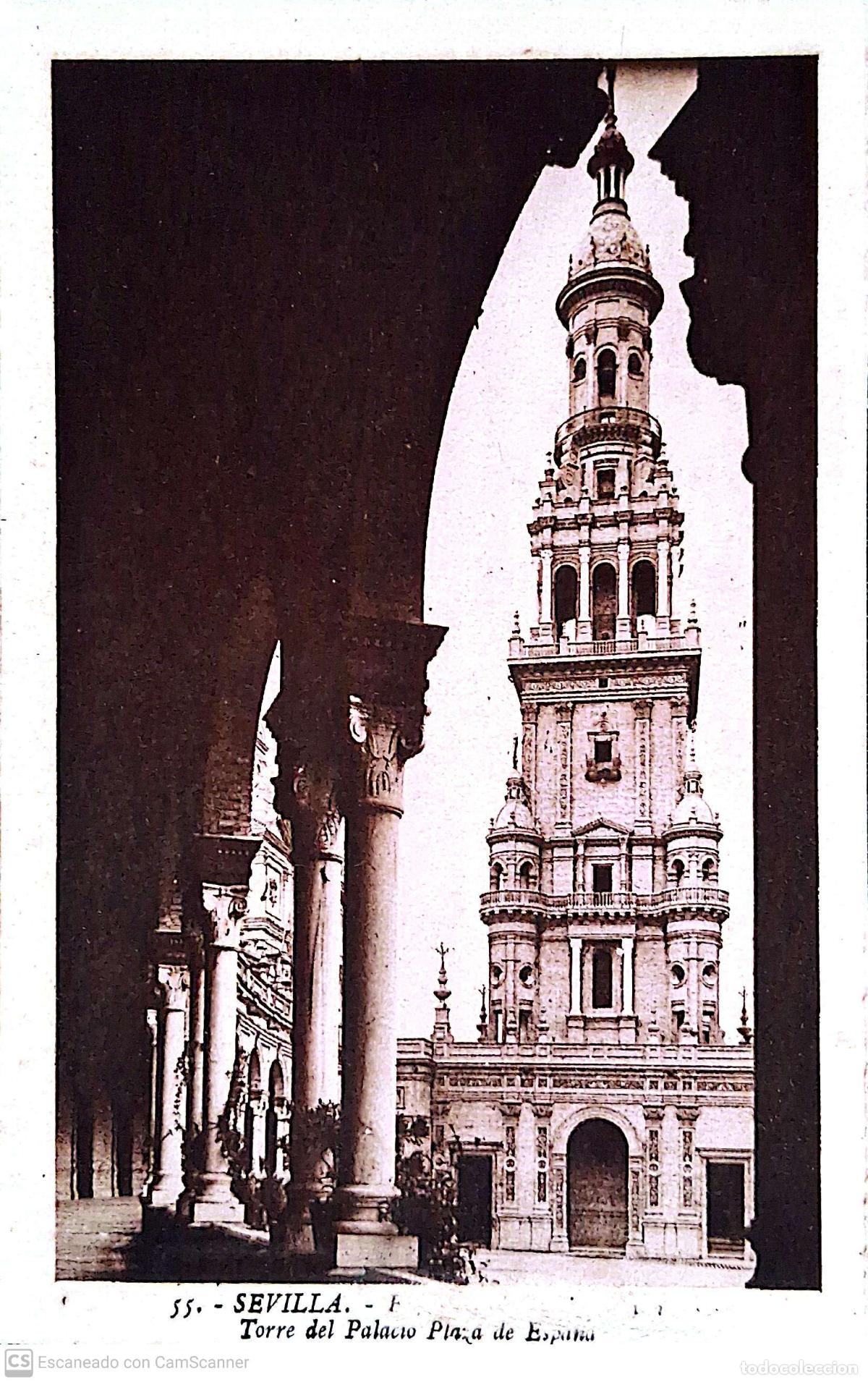 Cartes Postales: Sevilla. 55 Torre del Palacio Plaza de Espa&ntilde;a. Roisin. Nueva. Sepia.