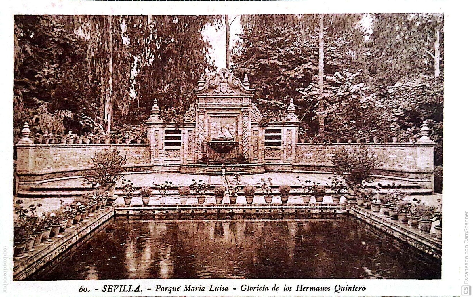Cartes Postales: Sevilla. 60 Parque Mar&iacute;a Luisa-Glorieta de los Hermanos Quintero. Roisin. Nueva. Sepia.