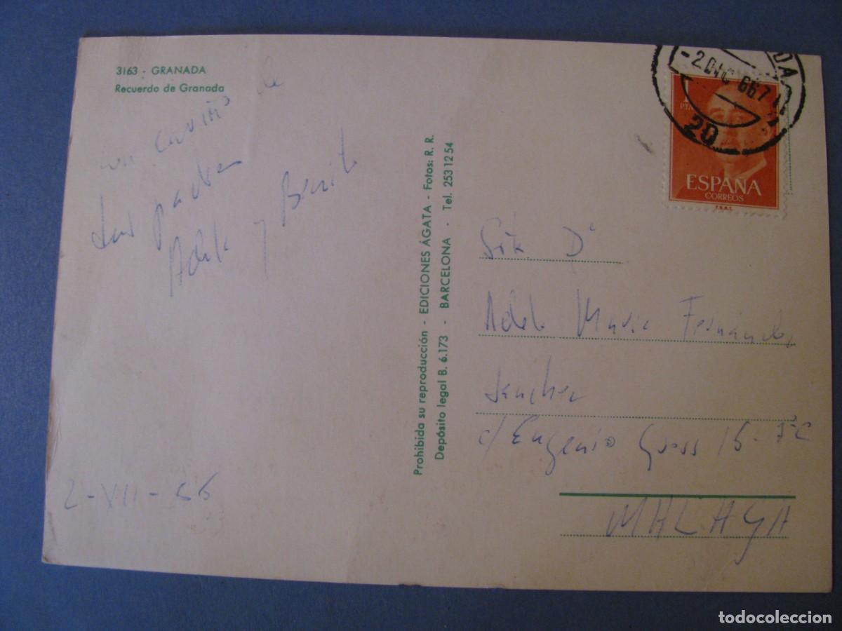 Postales: POSTAL DE GRANADA. ED. AGATA. CIRCULADA 1966. - Foto 2