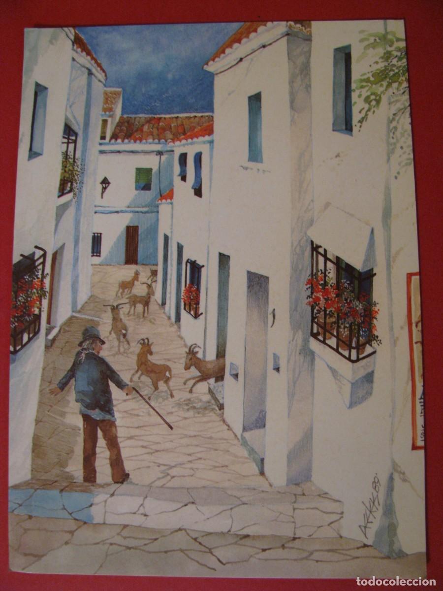 Cartes Postales: POSTAL DEL DIBUJO JACQUES PEETERS. OTRO VISTAZO SOBRE MIJAS.