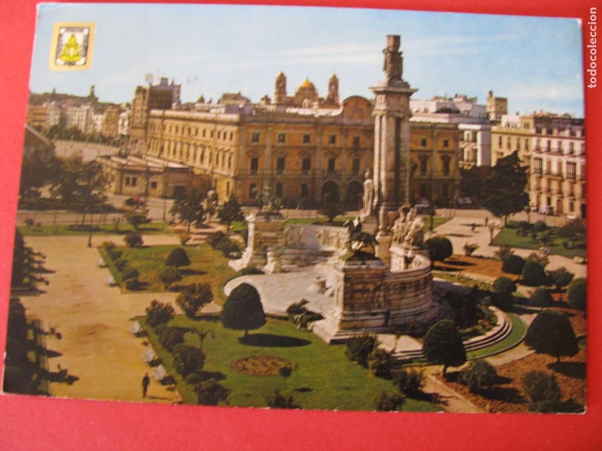 Cartoline: POSTAL DE CADIZ. PLAZA DE ESPA&Ntilde;A. MONUMENTO A ISLAS CORTES. SUBIRATS CASANOVAS. CIRCULADA
