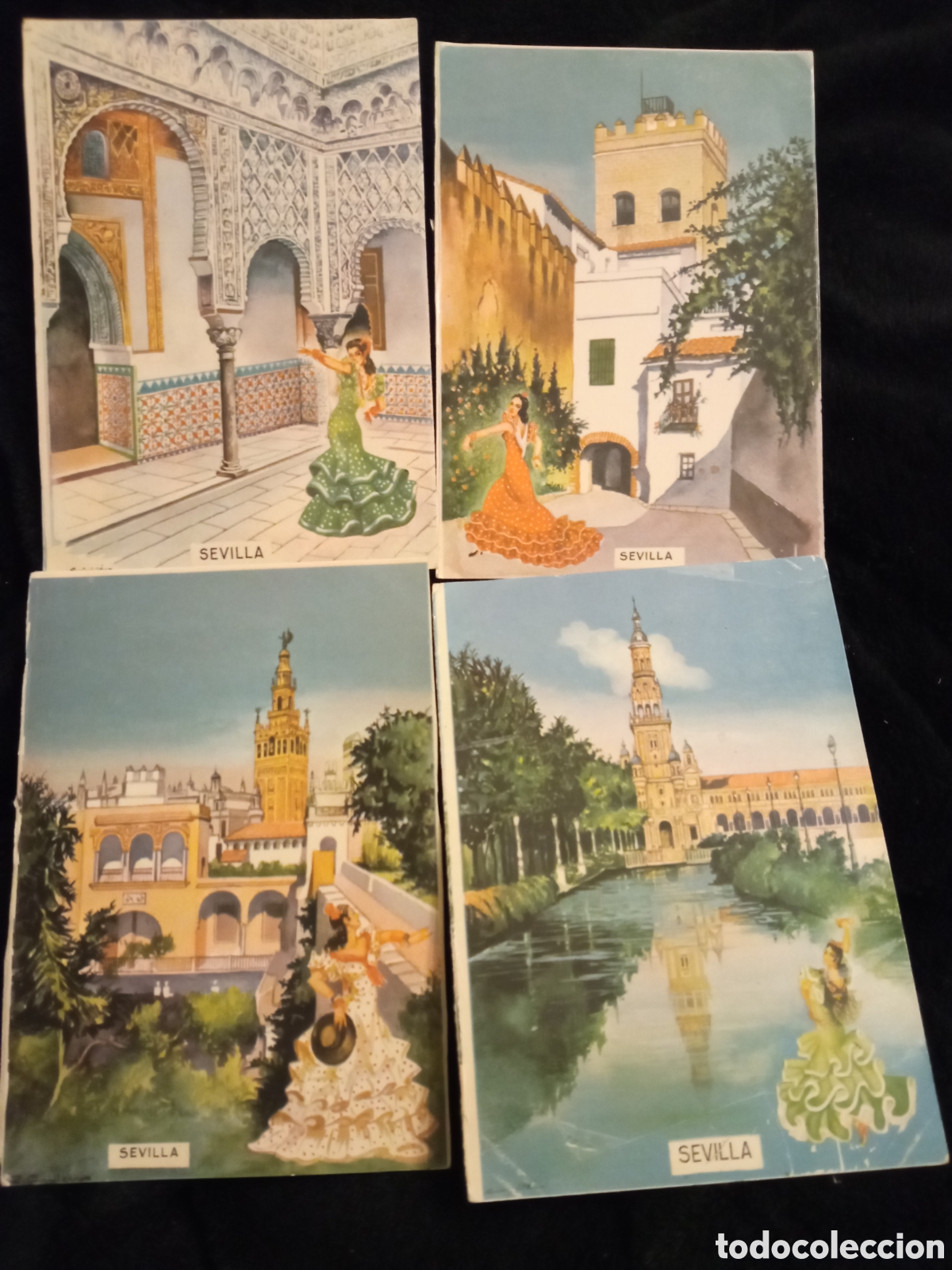 Postais: Cuatro antiguas postales fotogr&aacute;ficas de Sevilla