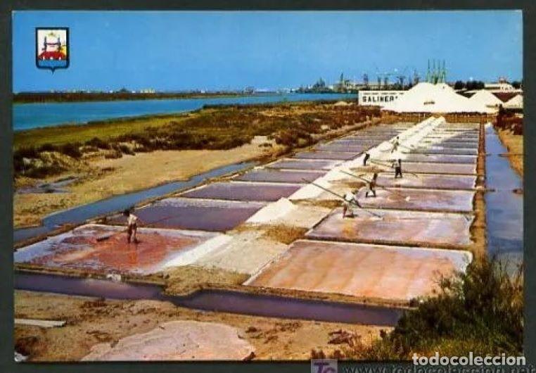 Postales: San Fernando *Salinas. Extracci&oacute;n de sal en los tajos* Ed. FISA n&ordm; 3. Circulada.