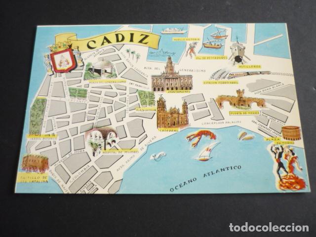 Postales: CADIZ PLANO CIUDAD POSTAL - Foto 1