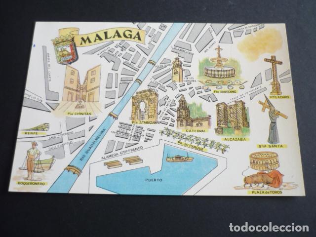 Postales: MALAGA PLANO CIUDAD POSTAL - Foto 1