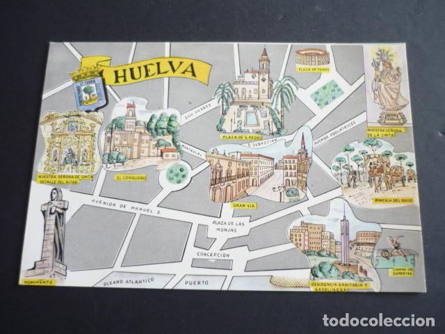 Postales: HUELVA PLANO CIUDAD POSTAL - Foto 1
