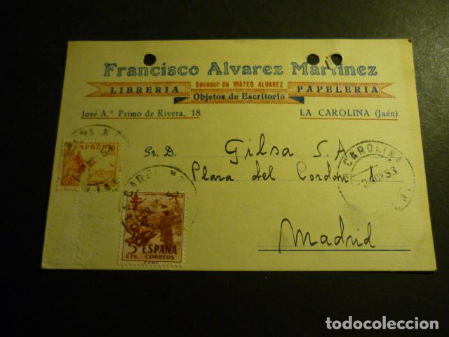 Postales: LA CAROLINA JAEN LIBRERIA FEANCISCO ALVAREZ ANTIGUA TARJETA PUBLICITARIA