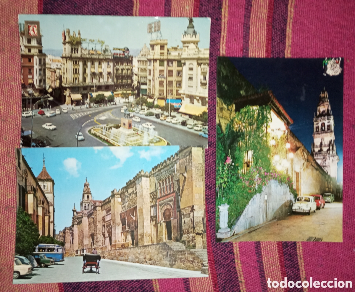 Cartes Postales: 3 postales de C&oacute;rdoba a&ntilde;os 70 con coches .sin circular