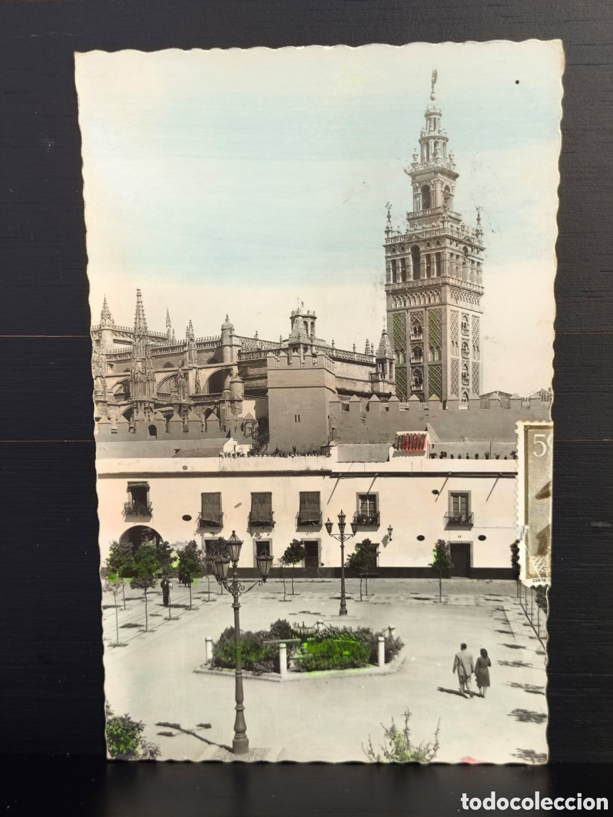Cartes Postales: Antigua postal fotogr&aacute;fica coloreada Sevilla Reales Alc&aacute;zares Patio de Banderas Ed Garc&iacute;a Garrabella