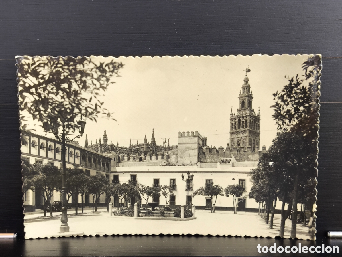 Cartes Postales: Antigua postal fotogr&aacute;fica Sevilla Giralda y Patio de Banderas n&uacute;m 19