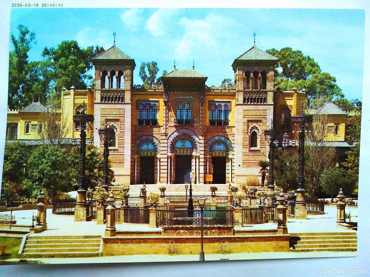 Postcards: POSTAL DE SEVILLA : PLAZA DE AMERICA , PABELLON MUDEJAR . A&Ntilde;OS 60