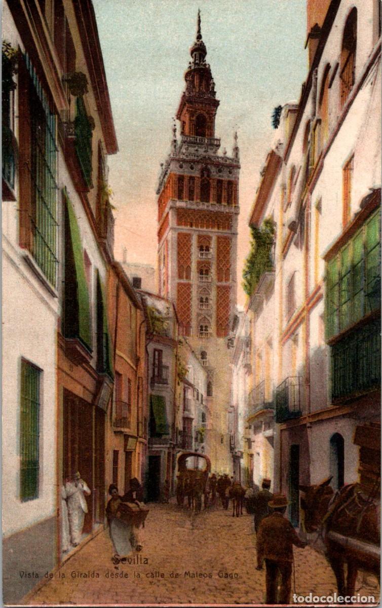 Cartoline: Sevilla-Vista de la Giralda desde la calle Mateos Gago - Knackstedt N&auml;ther 604/17-Coloreada-139x91mm