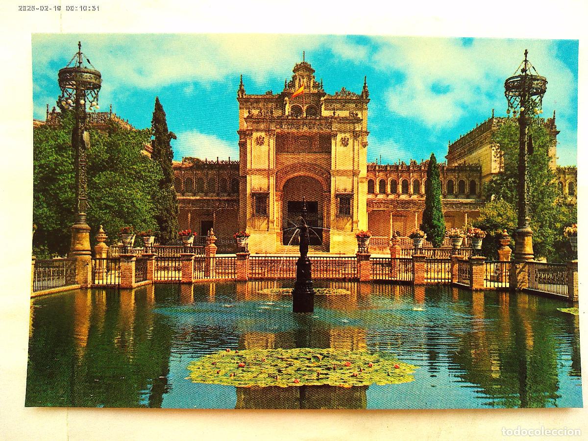 Postales: POSTAL DE SEVILLA : PLAZA DE AMERICA , MUSEO ARQUEOLOGICO . A&Ntilde;OS 60