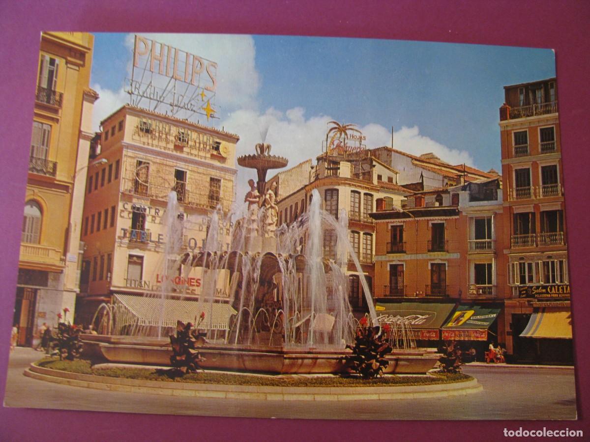 Postales: POSTAL GRANDE DE MALAGA. FUENTE DE LA PLAZA DE JOSE ANTONIO. DOMINGUEZ 2. 21,5X15 CM