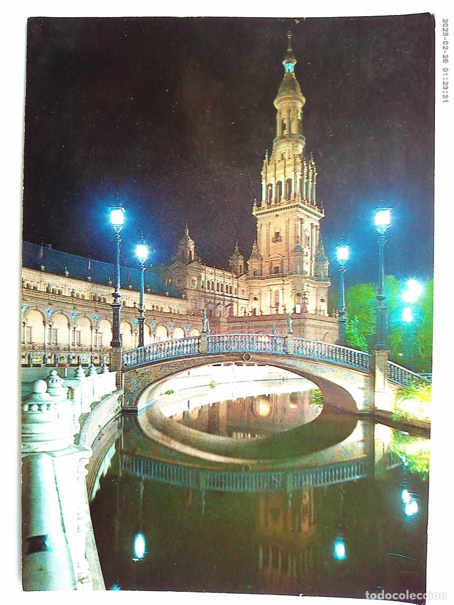 Cartes Postales: POSTAL DE SEVILLA : PLAZA DE ESPA&Ntilde;A , VISTA PARCIAL . A&Ntilde;OS 70
