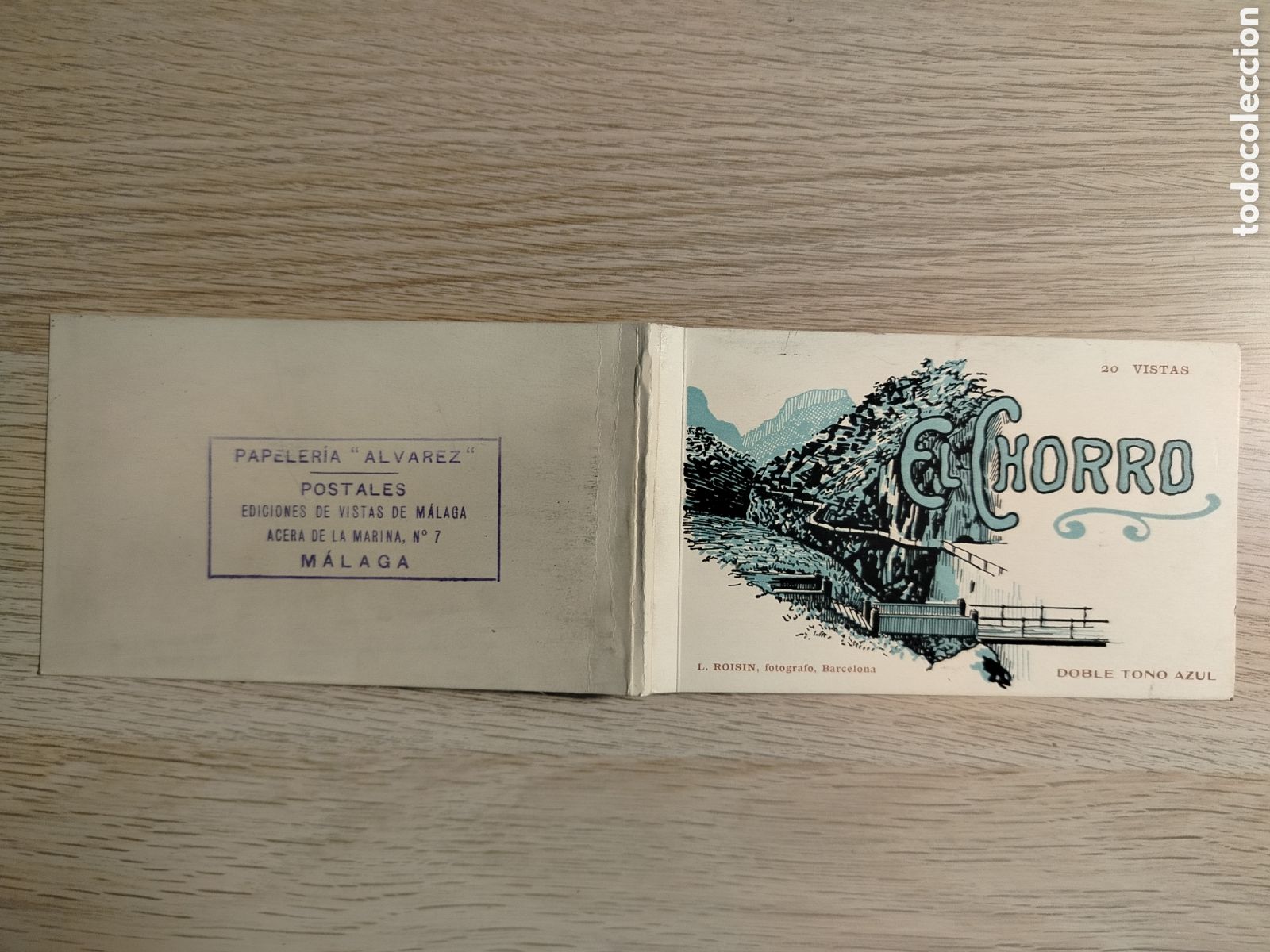 Postales: EL CHORRO (M&Aacute;LAGA) - PORTADA BLOCK POSTALES ANUNCIO PAPELER&Iacute;A