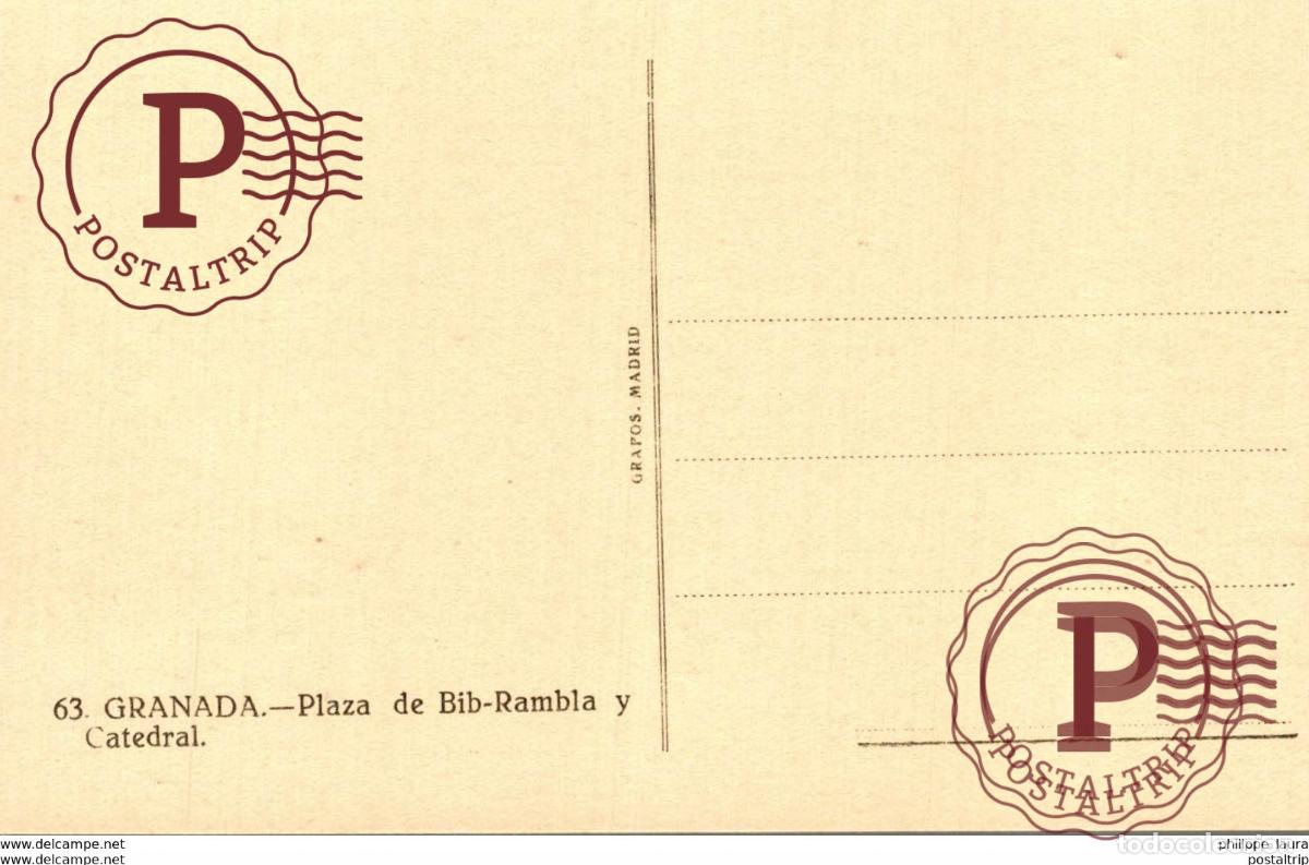 Postales: GRANADA. PLAZA BIB RAMBLA Y CATEDRAL - Foto 2