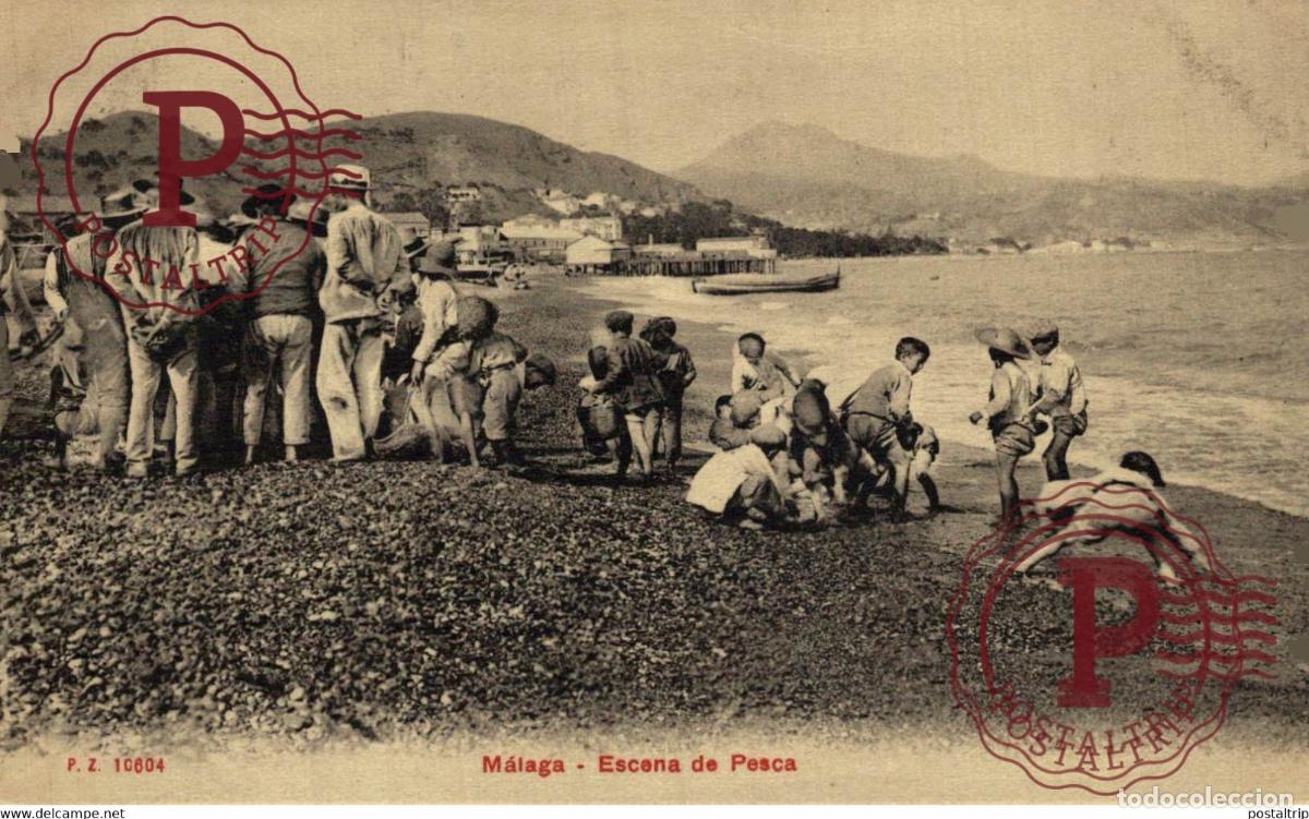 Postales: MALAGA. ESCENA DE PESCA. - Foto 1
