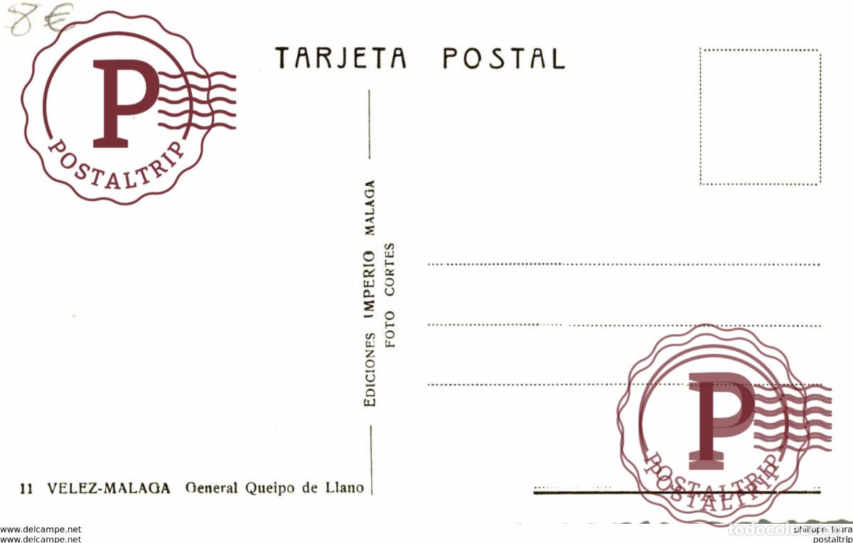 Postales: VELEZ MALAGA. GENERAL QUEIPO DE LLANO - Foto 2