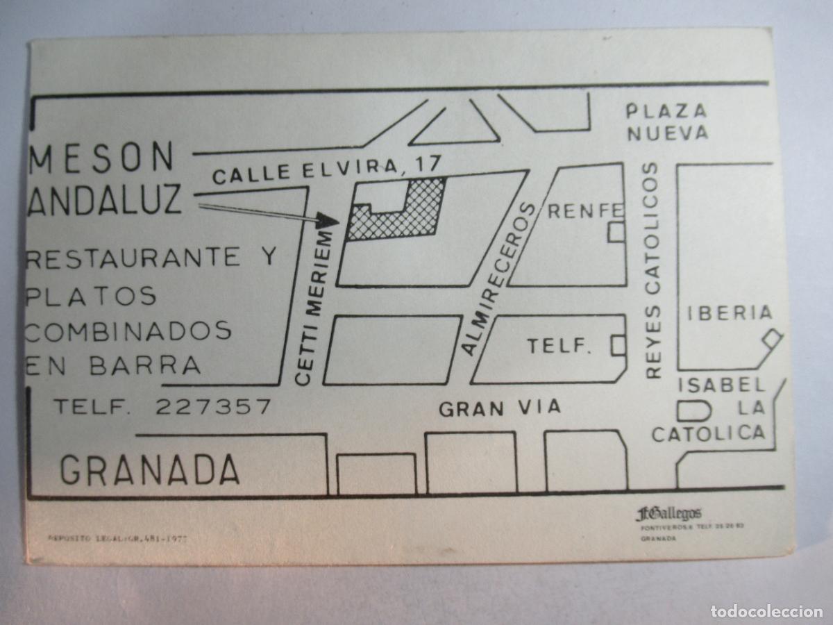 Postales: Granada - Mes&oacute;n Andaluz - Mapa en reverso - Foto 2
