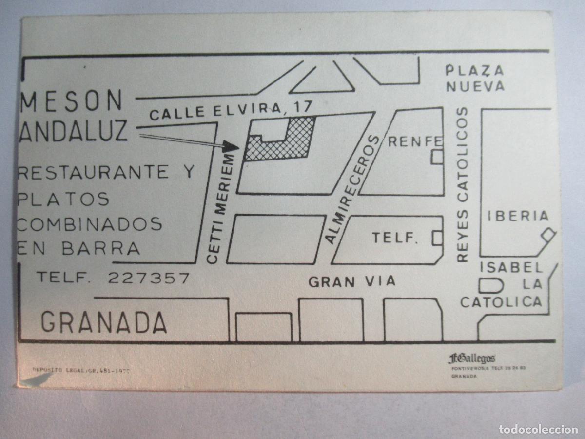 Postales: Granada - Mes&oacute;n Andaluz - Mapa en reverso - Foto 2