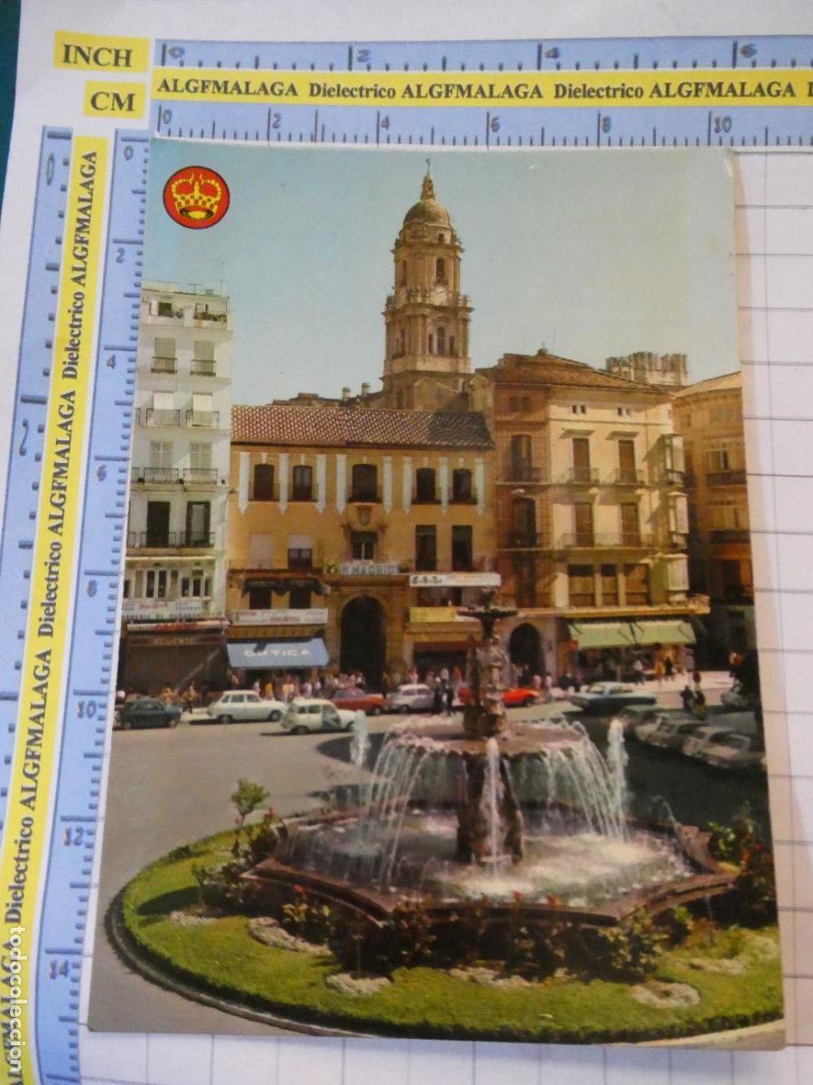 Postales: POSTAL DE M&Aacute;LAGA. A&Ntilde;O 1973. PLAZA DE JOSE ANTONIO RENAULT 4 4L. 5008 CORONA. 2433