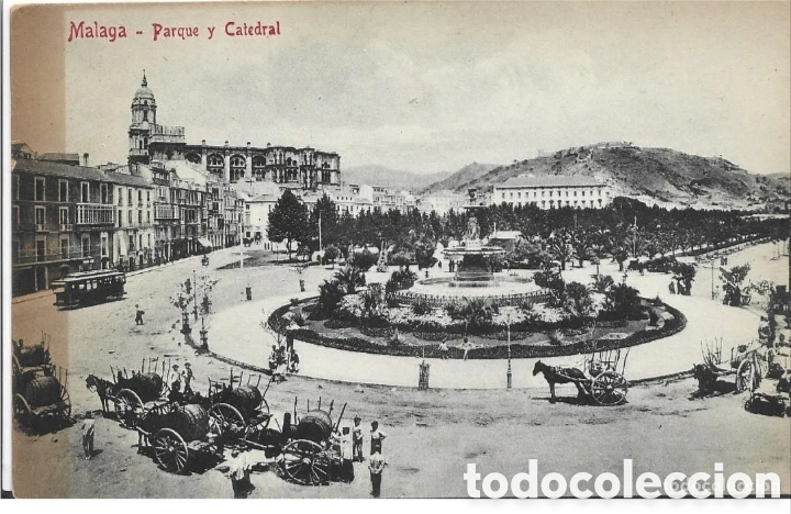 Postales: M&Aacute;LAGA - PARQUE Y CATEDRAL - ED. DOMINGO DEL R&Iacute;O