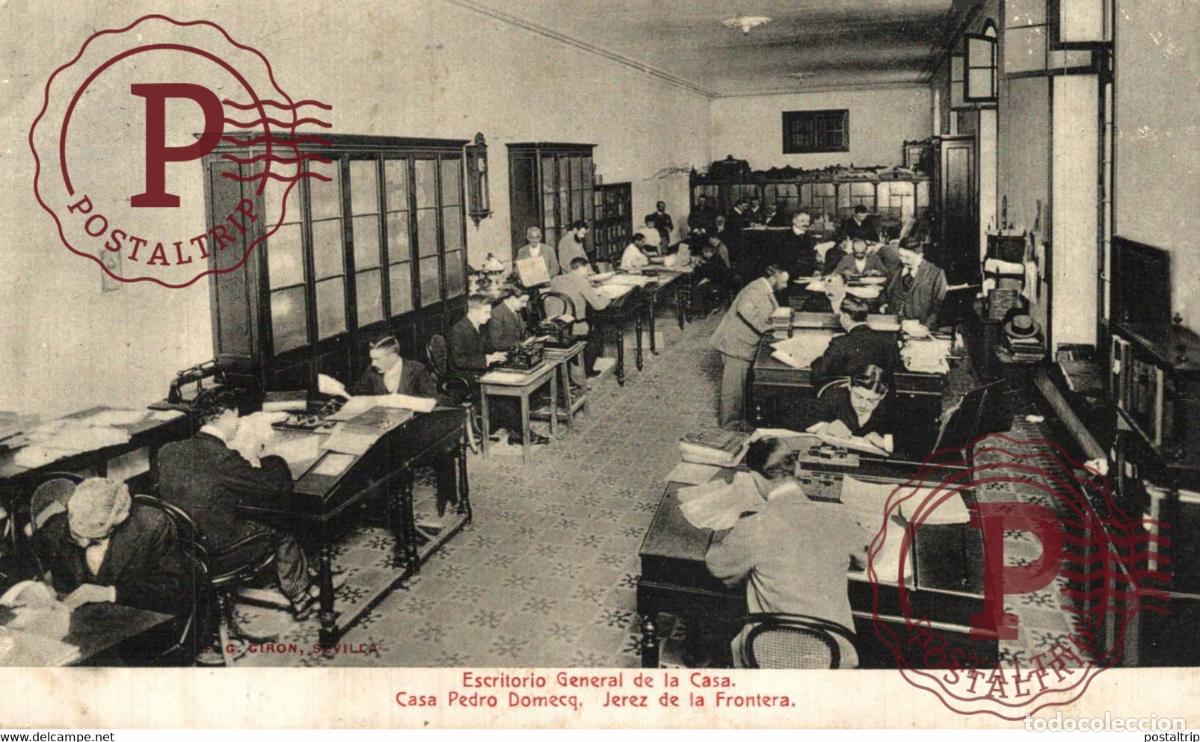 Postcards: CADIZ. JEREZ DE LA FRONTERA. ESCRITORIO GENERAL DE LA CASA PEDRO DOMECQ.