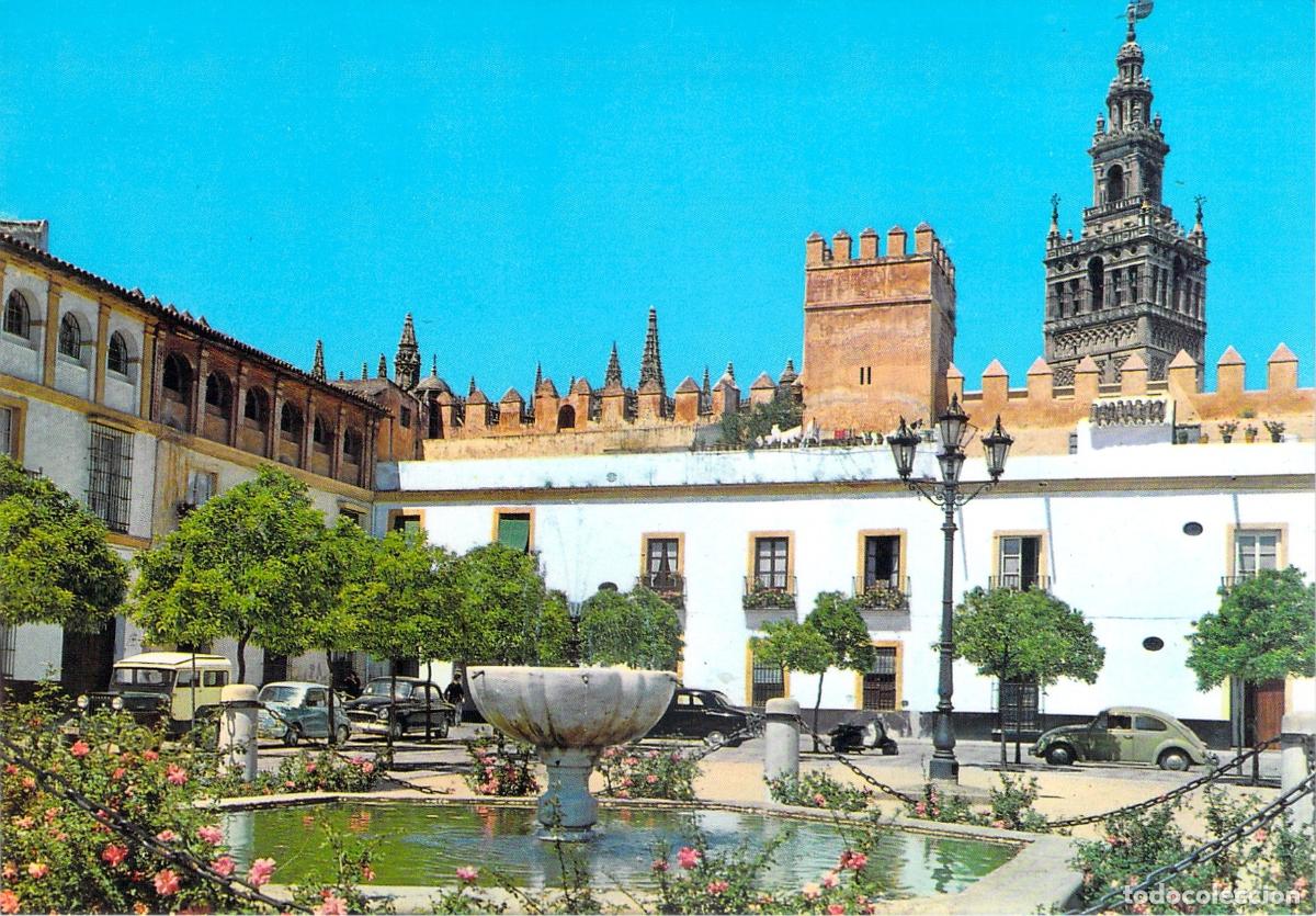 Postales: Postal de Sevilla: Patio de Banderas, Alc&aacute;zar y la Giralda