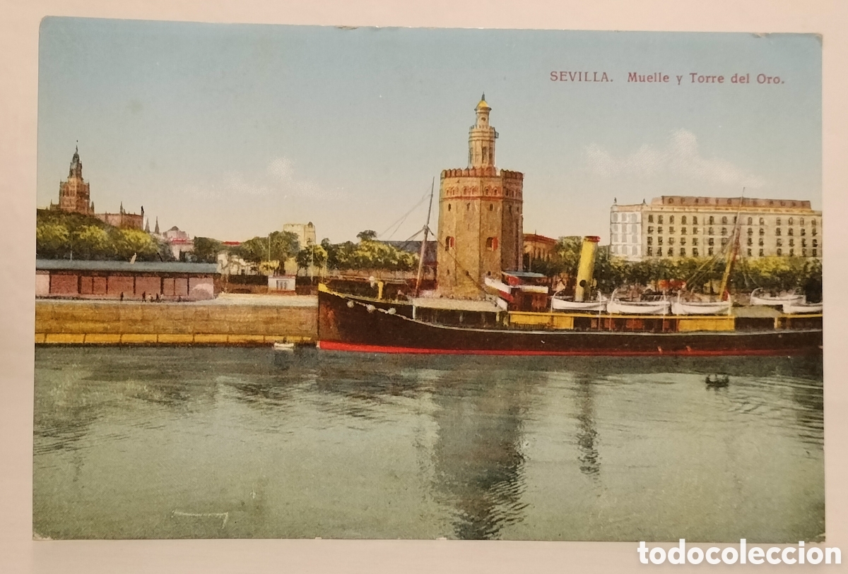 Postales: Sevilla, muelle y torre del oro - Foto 1
