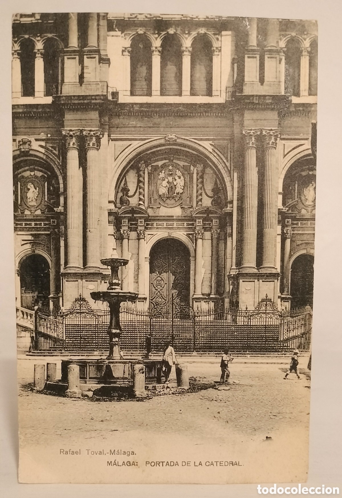 Postales: M&aacute;laga, portada de la catedral