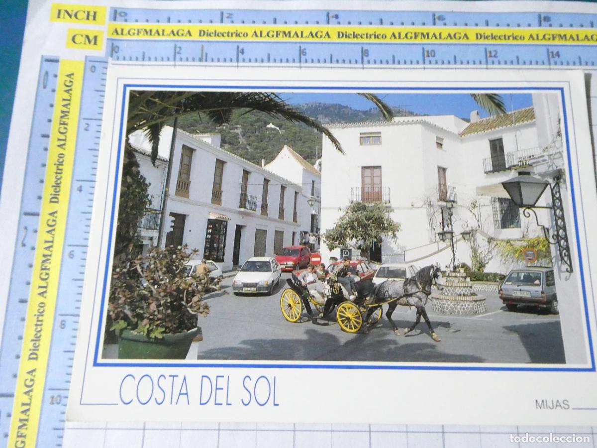 Postales: POSTAL DE M&Aacute;LAGA. MIJAS PLAZA DE ESPA&Ntilde;A COCHE CABALLOS FORD FIESTA. 2915