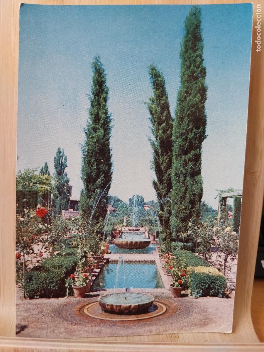 Postales: GRANADA GENERALIFE JARDINES BAJOS ED ARRIBAS 2026 ESCRITA A&Ntilde;O 1960 ORIGINAL