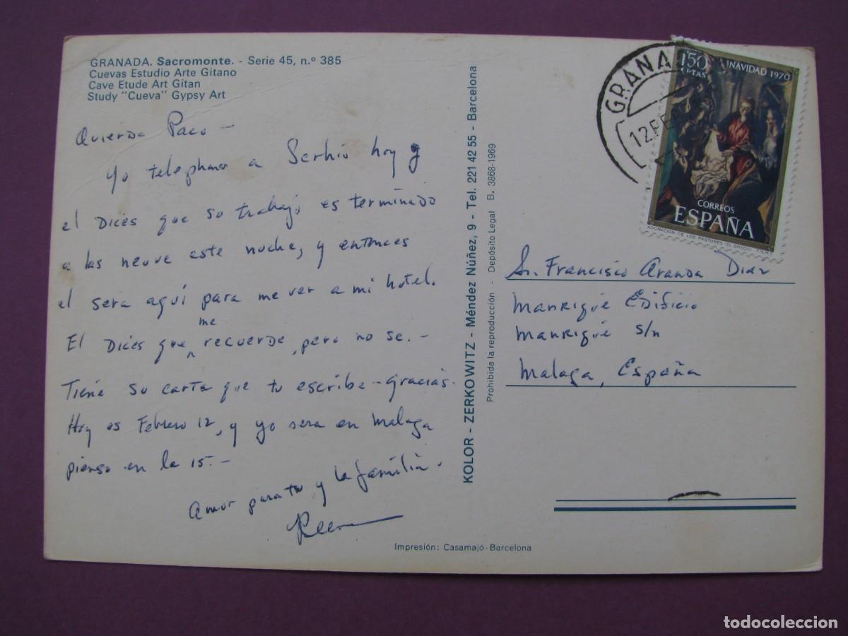 Postales: POSTAL DE GRANADA. CUEVAS ESTUDIO ARTE GITANO. ZERKOWITZ. CIRCULADA - Foto 2